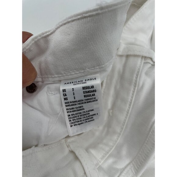 American Eagle Womens Size 2 Mom Straight Jeans Stretch Distressed White Casual - Picture 5 of 11